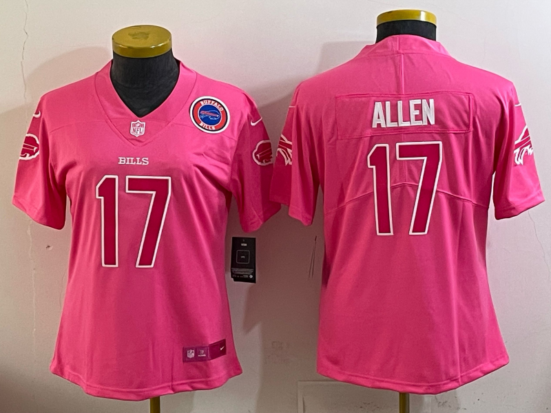 Youth Buffalo Bills 17 Allen pink Nike 2025 Limited MLB Jersey 003